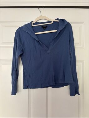 J. Crew Lightweight Long-Sleeve Polo Top in Slate Blue